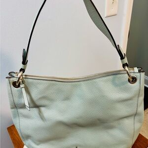 Elegant Light Blue Leather Shoulder Bag